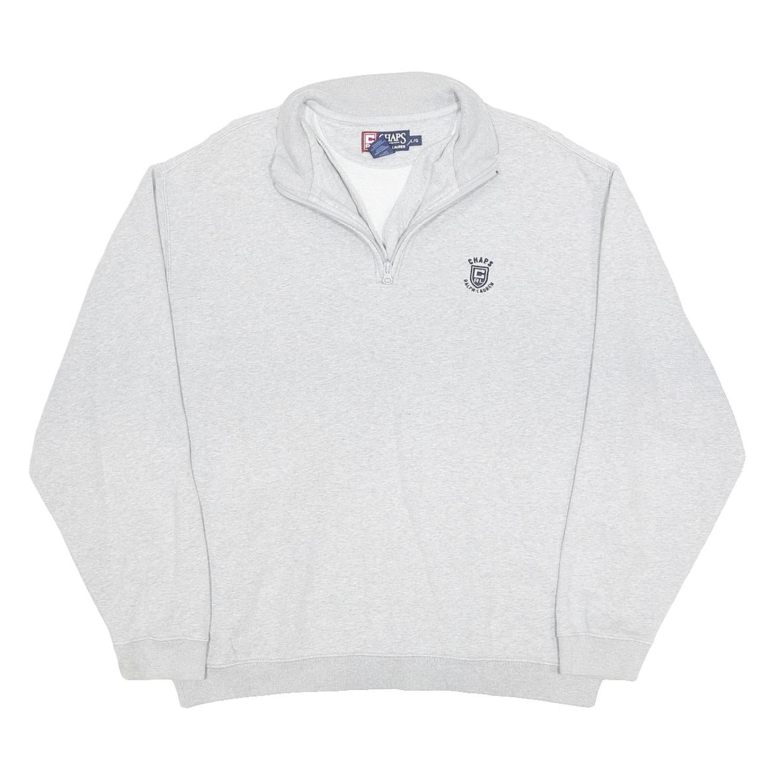 CHAPS Mens Grey Plain Pullover Jumper Crew Neck Basic Knit XL Cotton Blend