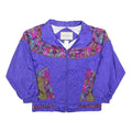 SEQUENCE Womens Purple & Multi Jacket S Polyester Zip Vintage Patterned Light