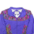 SEQUENCE Womens Purple & Multi Jacket S Polyester Zip Vintage Patterned Light