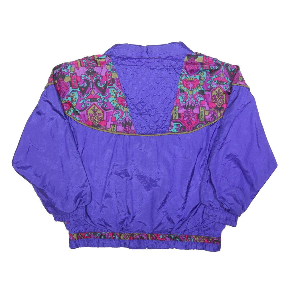 SEQUENCE Womens Purple & Multi Jacket S Polyester Zip Vintage Patterned Light