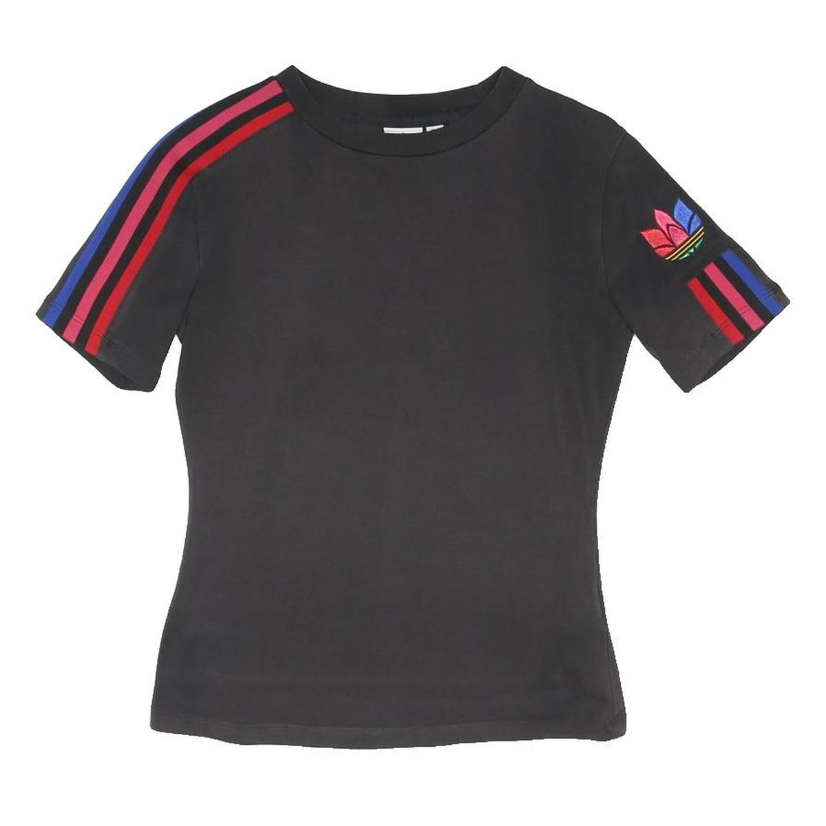 ADIDAS ORIGINALS Womens Black Red Blue Crew Neck Short Sleeve T-Shirt UK 10