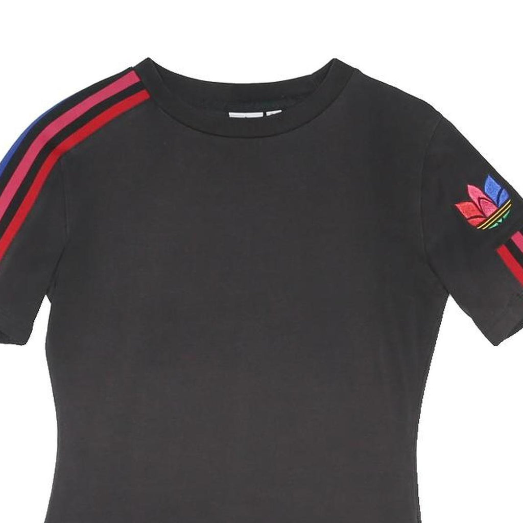 ADIDAS ORIGINALS Womens Black Red Blue Crew Neck Short Sleeve T-Shirt UK 10