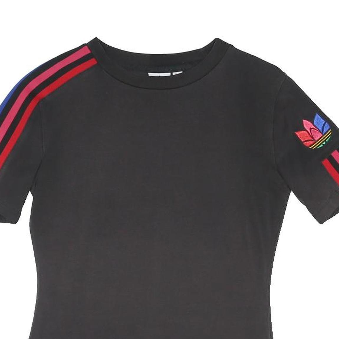 ADIDAS ORIGINALS Womens Black Red Blue Crew Neck Short Sleeve T-Shirt UK 10
