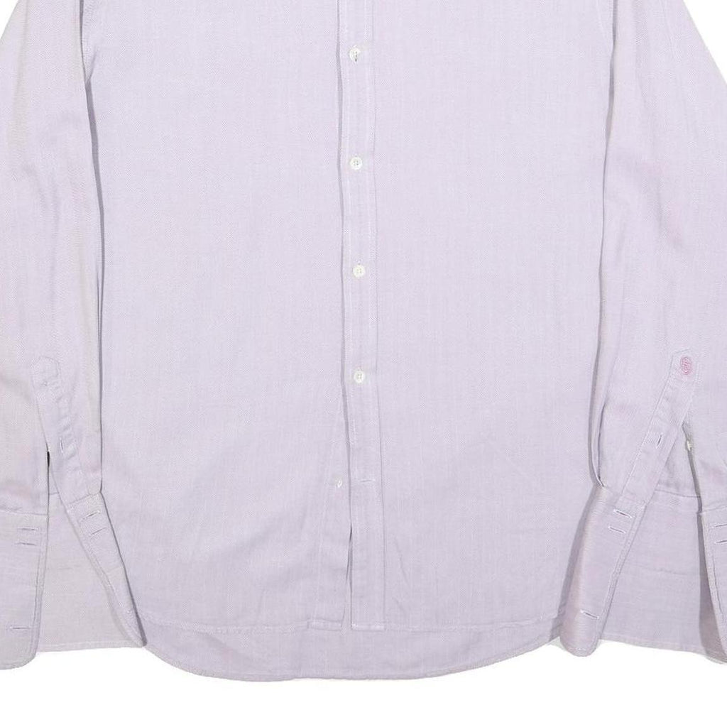 JAEGER Mens White Plain Shirt L Classic Long Sleeve Button Collar Cotton Blend