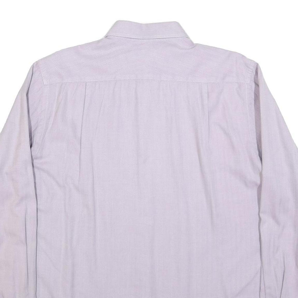 JAEGER Mens White Plain Shirt L Classic Long Sleeve Button Collar Cotton Blend