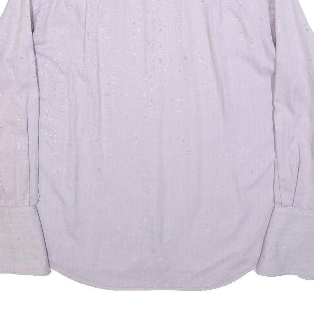 JAEGER Mens White Plain Shirt L Classic Long Sleeve Button Collar Cotton Blend