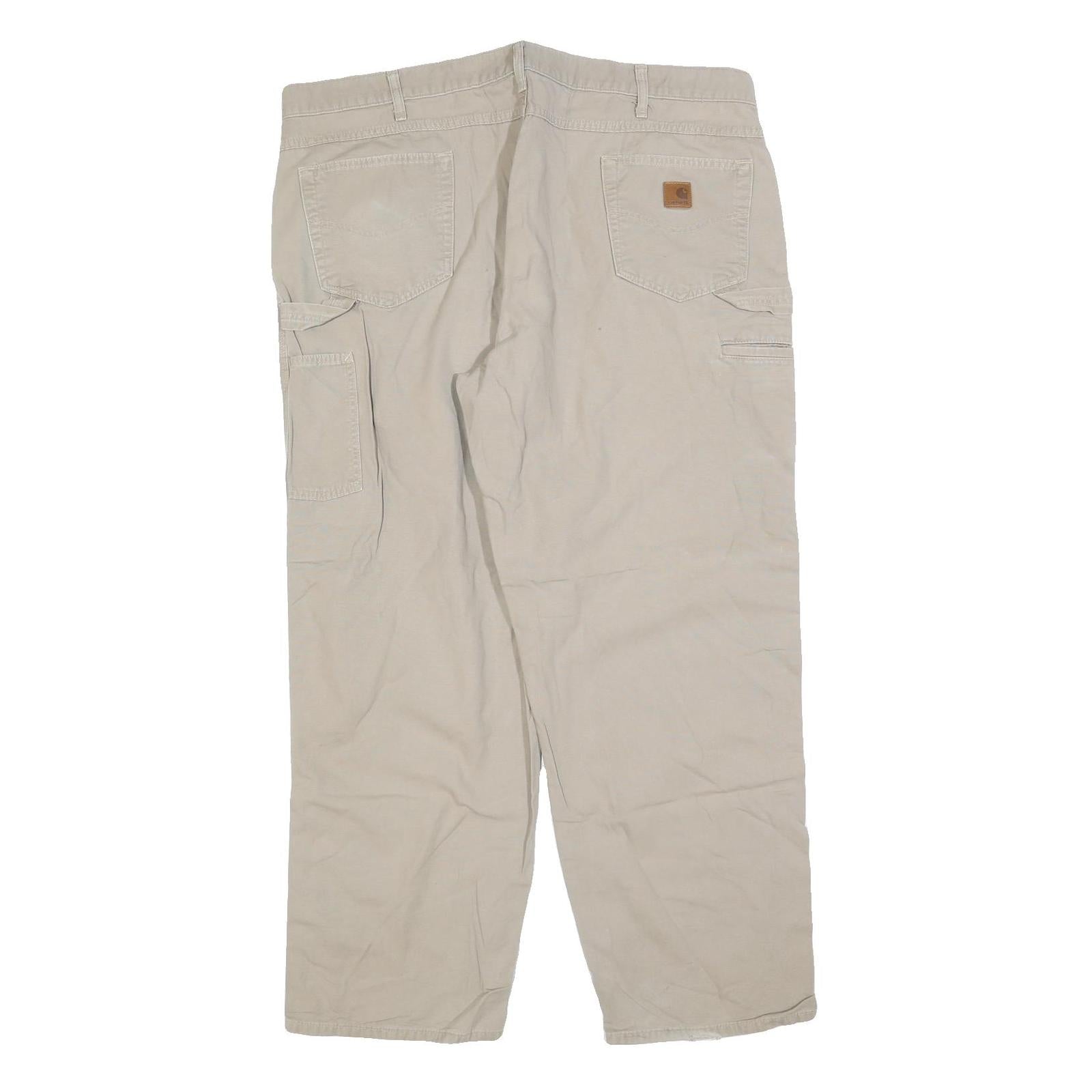 CARHARTT Mens Cotton Blend Beige Loose Straight Trousers W44 L32 Casual Workwear