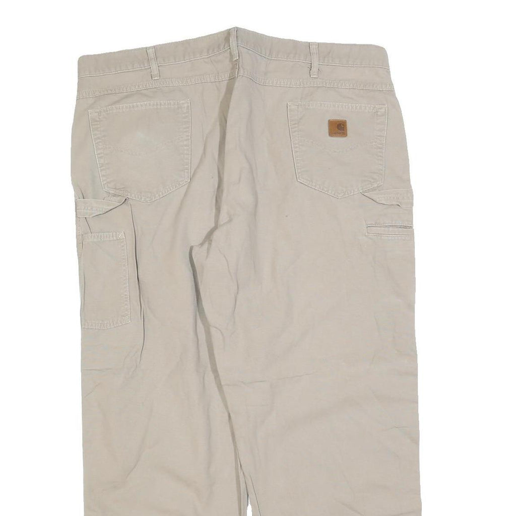 CARHARTT Mens Cotton Blend Beige Loose Straight Trousers W44 L32 Casual Workwear