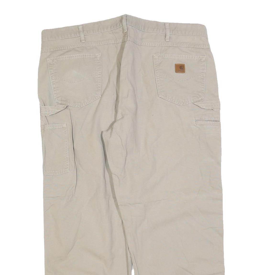 CARHARTT Mens Cotton Blend Beige Loose Straight Trousers W44 L32 Casual Workwear