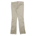 DICKIES Womens Cotton Blend Beige Slim Straight Trousers W32 L32 Workwear Zip