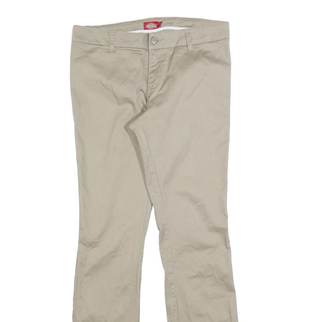 DICKIES Womens Cotton Blend Beige Slim Straight Trousers W32 L32 Workwear Zip