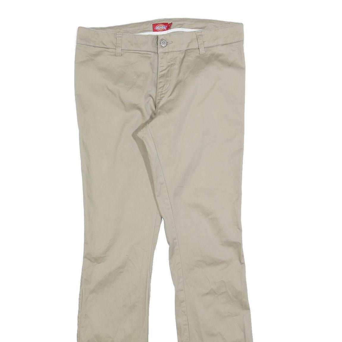 DICKIES Womens Cotton Blend Beige Slim Straight Trousers W32 L32 Workwear Zip