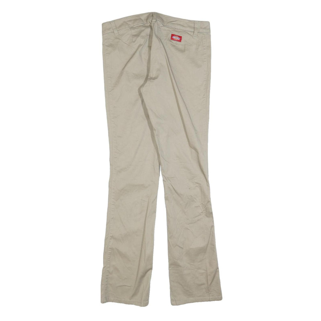 DICKIES Womens Cotton Blend Beige Slim Straight Trousers W32 L32 Workwear Zip