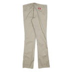 DICKIES Womens Cotton Blend Beige Slim Straight Trousers W32 L32 Workwear Zip