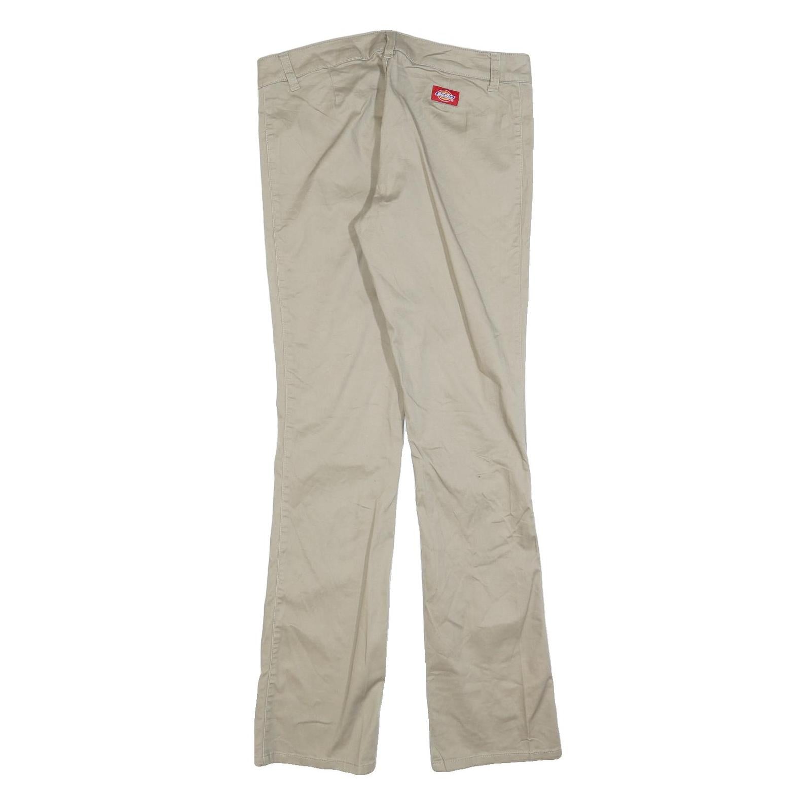 DICKIES Womens Cotton Blend Beige Slim Straight Trousers W32 L32 Workwear Zip