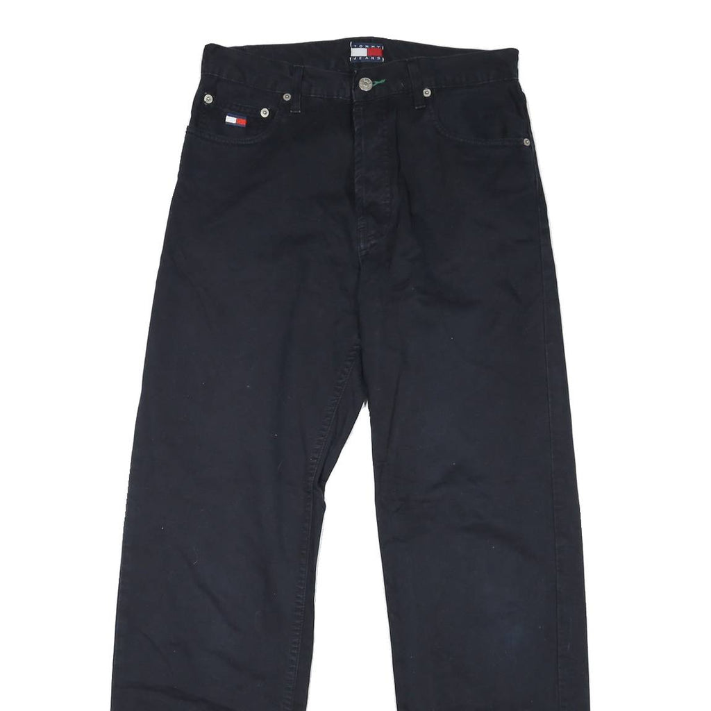 TOMMY HILFIGER Mens Cotton Black Classic Straight Trousers W30 L31 Button