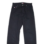 TOMMY HILFIGER Mens Cotton Black Classic Straight Trousers W30 L31 Button