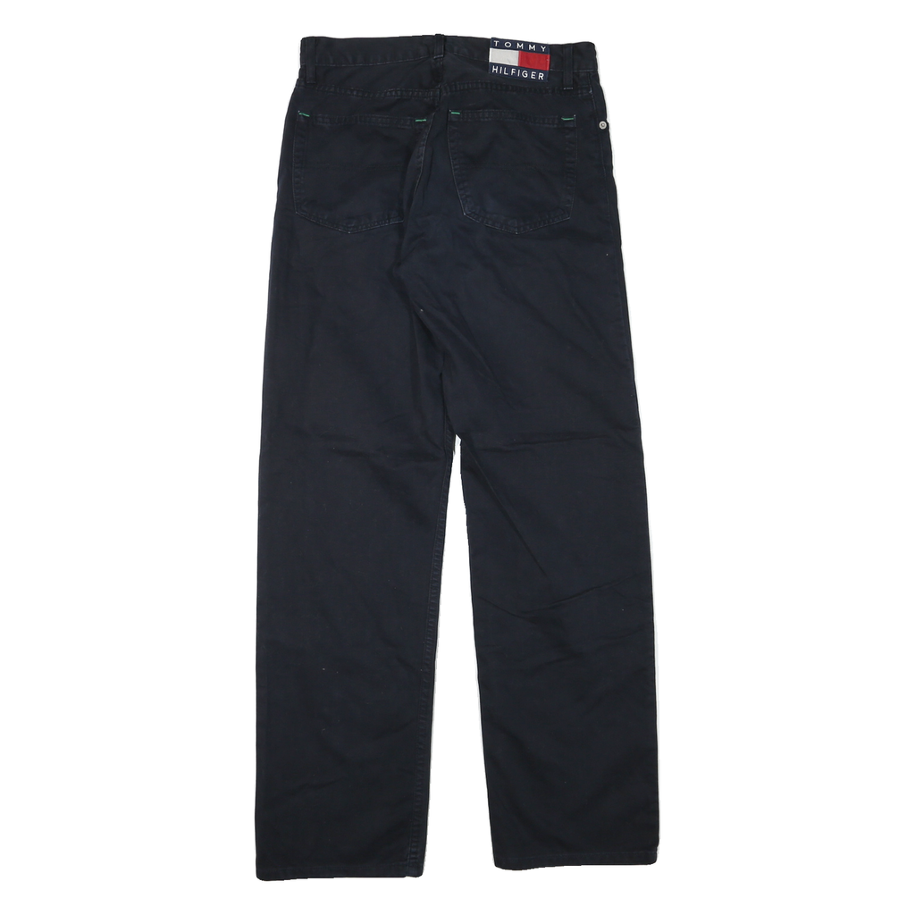 TOMMY HILFIGER Mens Cotton Black Classic Straight Trousers W30 L31 Button