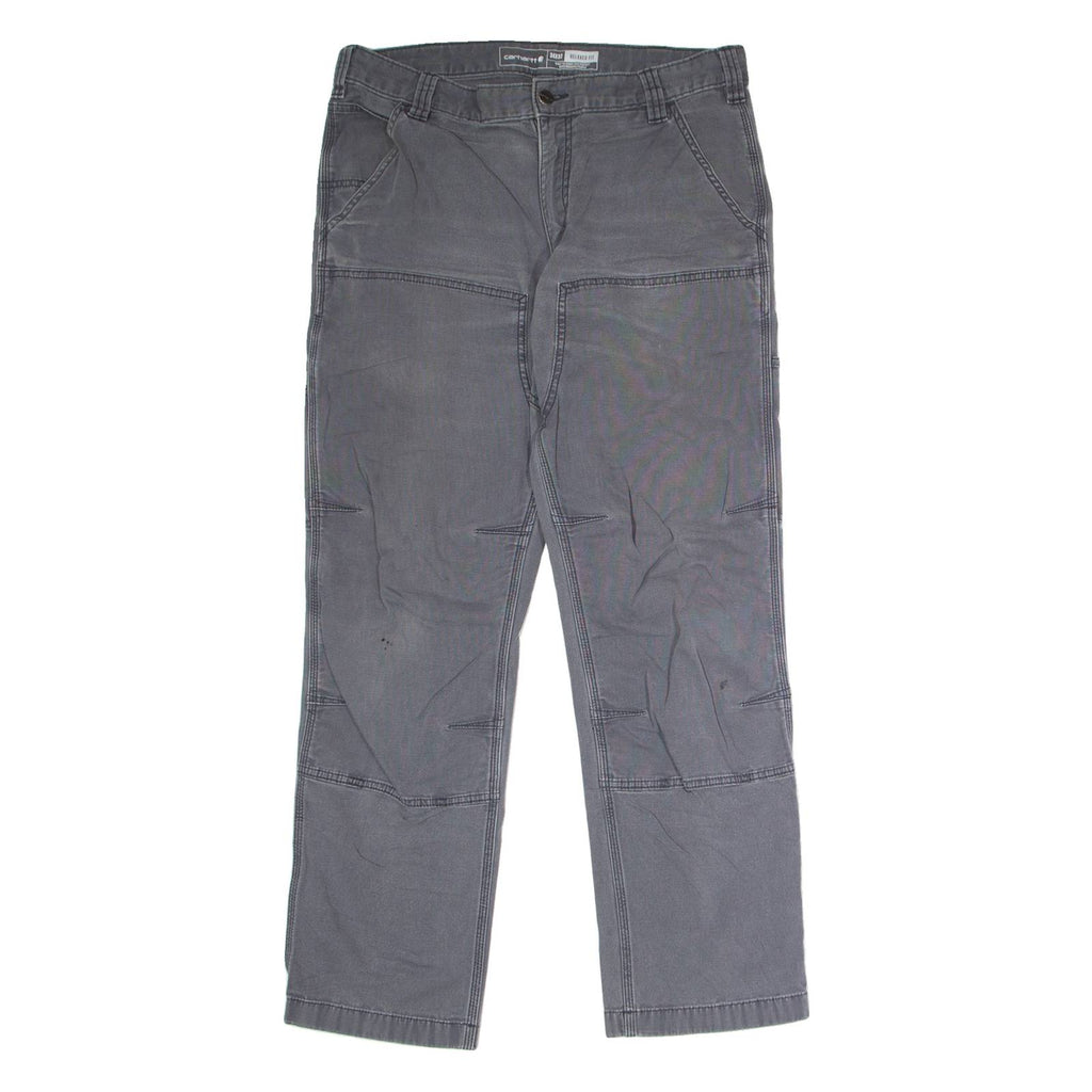 CARHARTT Double Knee Workwear Mens Canvas Trousers Grey Relaxed Straight W34 L32