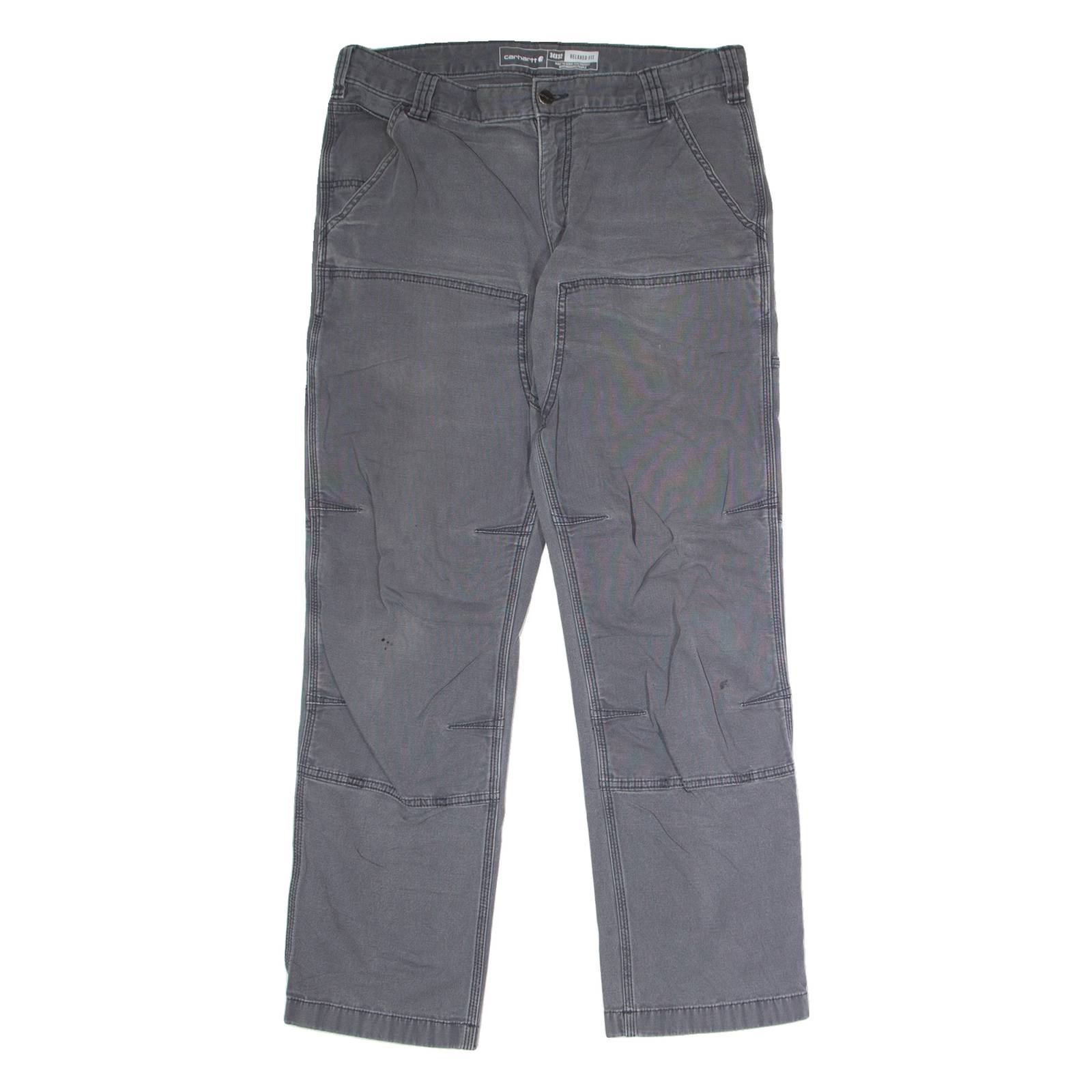 CARHARTT Double Knee Workwear Mens Canvas Trousers Grey Relaxed Straight W34 L32