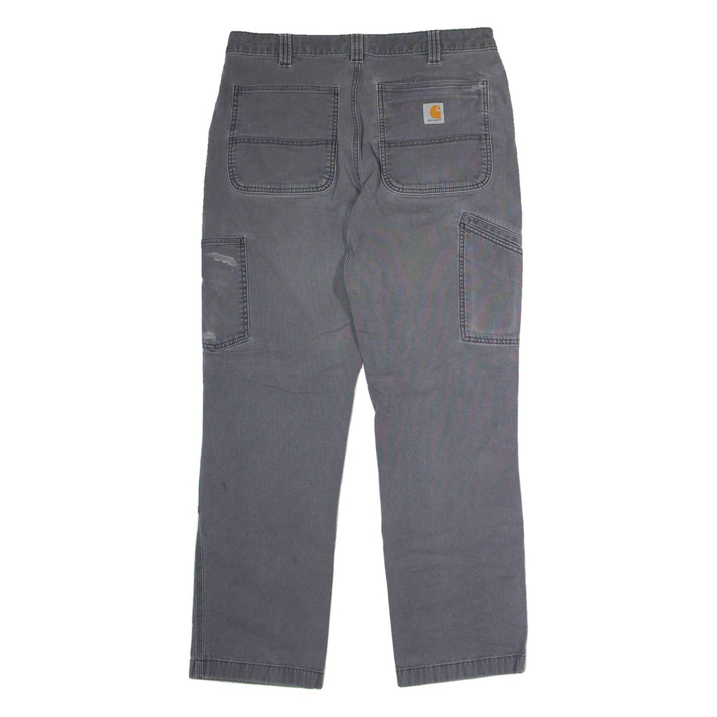 CARHARTT Double Knee Workwear Mens Canvas Trousers Grey Relaxed Straight W34 L32