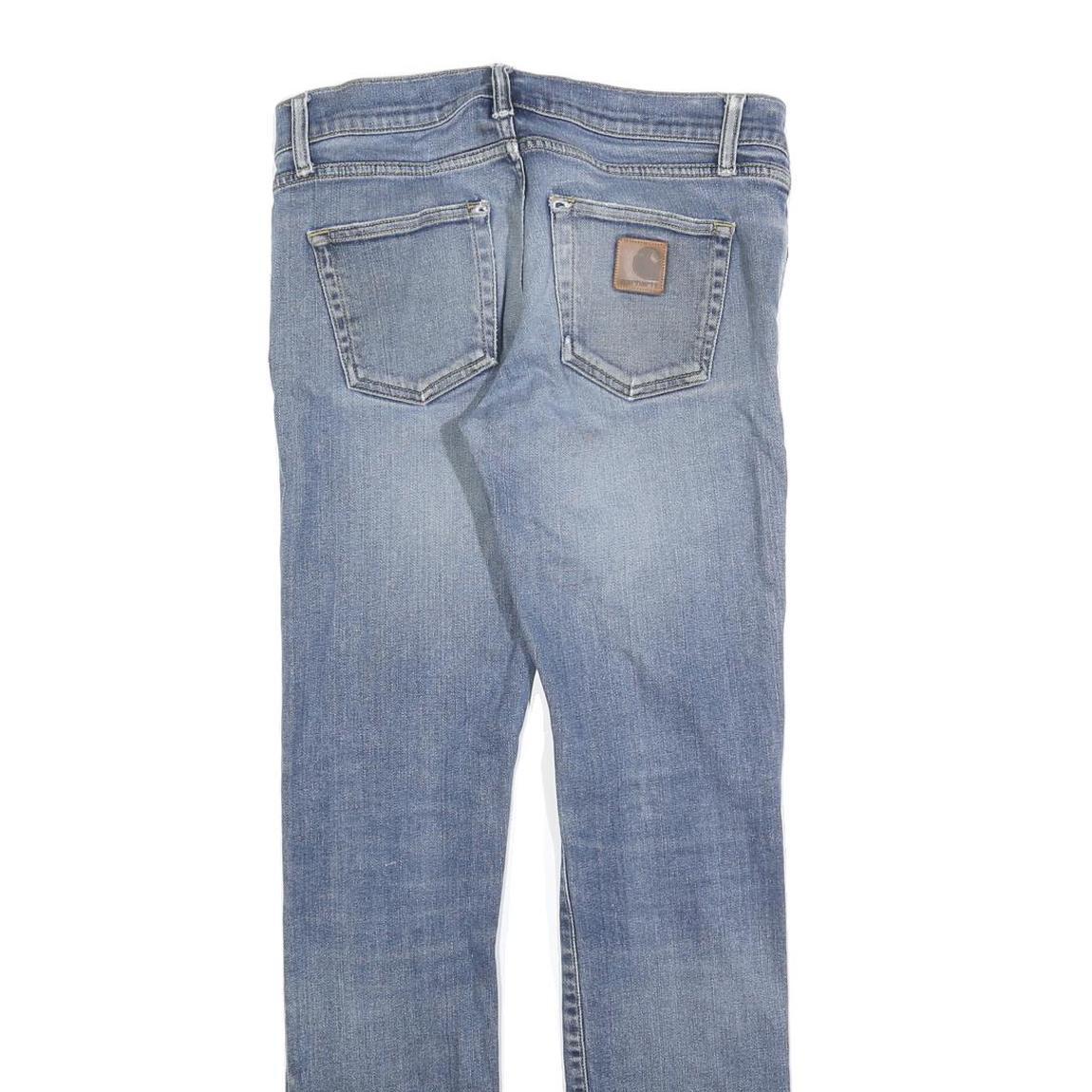 CARHARTT Mens Slim Fit Blue Denim Jeans W31 L32 Zip Cotton Blend Casual