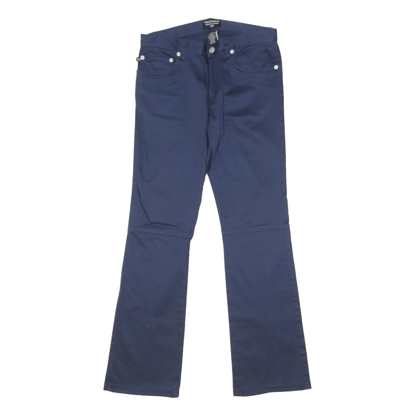 POLO RALPH LAUREN Womens Cotton Blend Navy Regular Button Trousers W28 L29