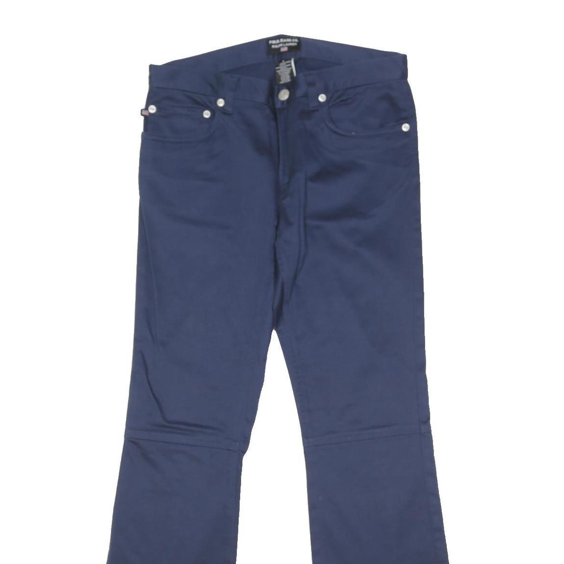 POLO RALPH LAUREN Womens Cotton Blend Navy Regular Button Trousers W28 L29