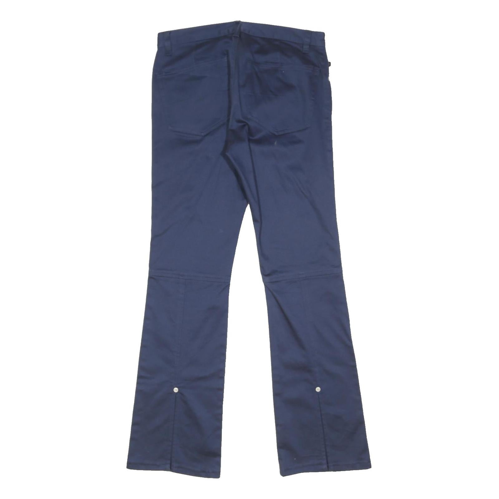 POLO RALPH LAUREN Womens Cotton Blend Navy Regular Button Trousers W28 L29