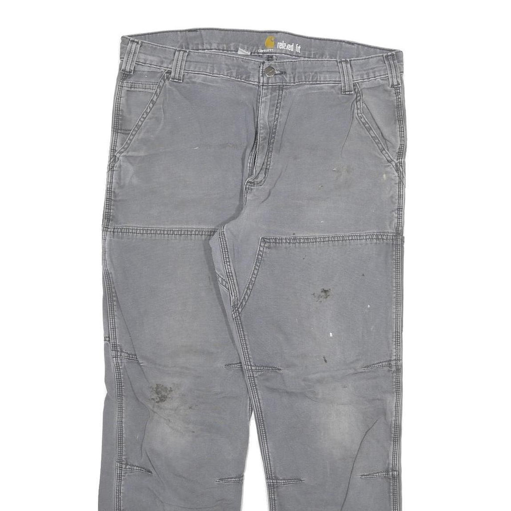CARHARTT Mens Cotton Blend Grey Relaxed Fit Straight Leg Trousers W36 L32