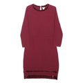 MONSOON Womens Maroon Day Cotton Blend Plain Long Sleeve Knee Length UK 10 Dress