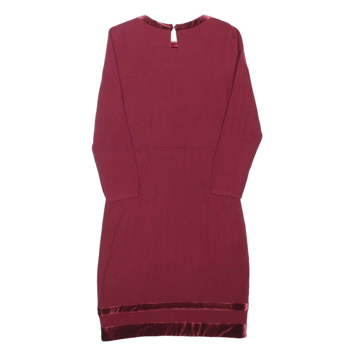 MONSOON Womens Maroon Day Cotton Blend Plain Long Sleeve Knee Length UK 10 Dress