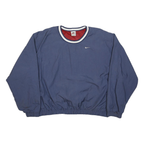 NIKE Mens Blue Nylon Pullover L Crew Neck Plain Casual Sportswear Jacket