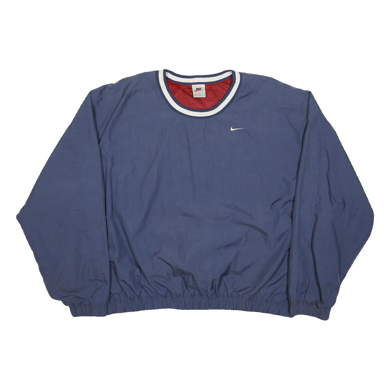 NIKE Mens Blue Nylon Pullover L Crew Neck Plain Casual Sportswear Jacket