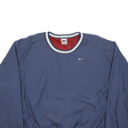 NIKE Mens Blue Nylon Pullover L Crew Neck Plain Casual Sportswear Jacket
