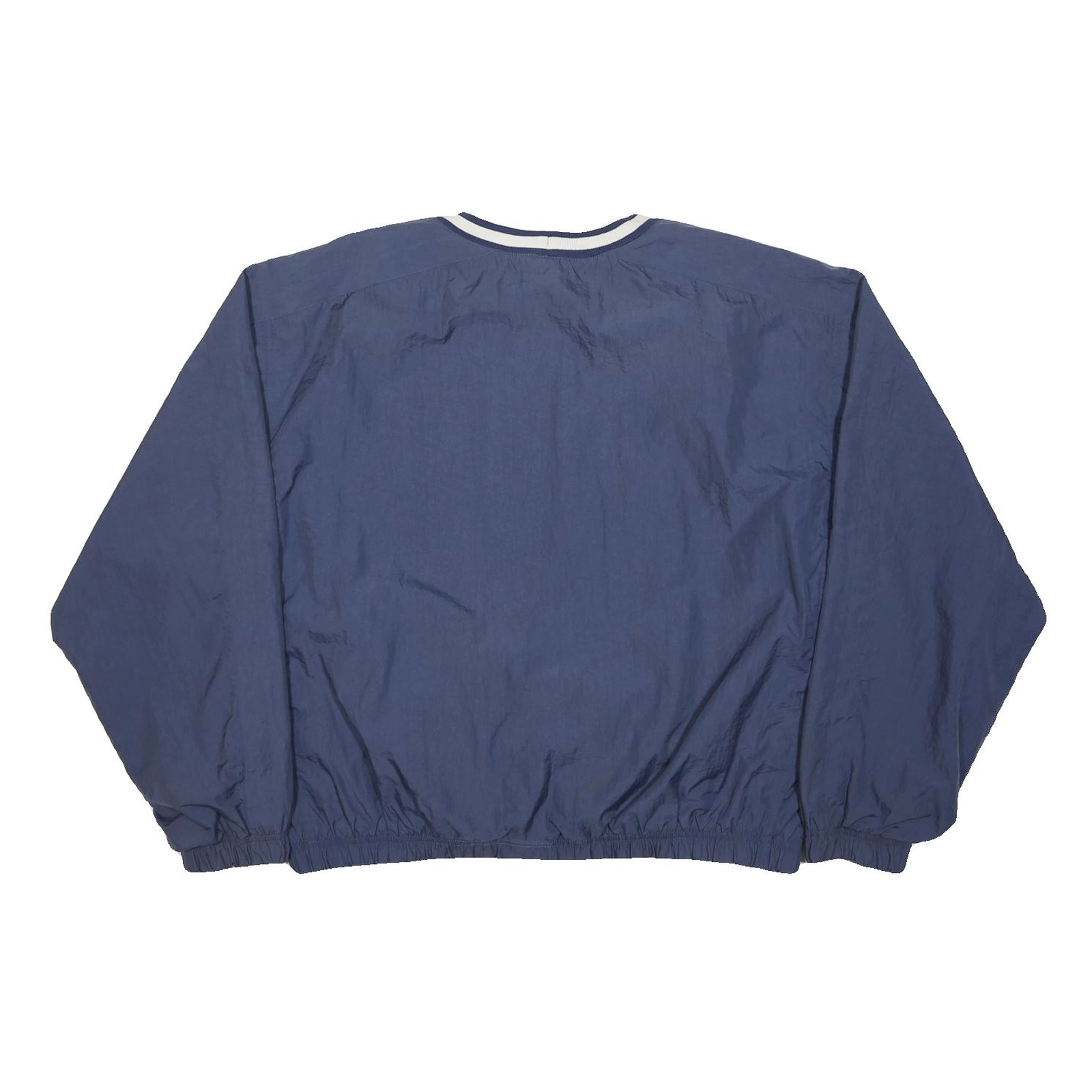 NIKE Mens Blue Nylon Pullover L Crew Neck Plain Casual Sportswear Jacket