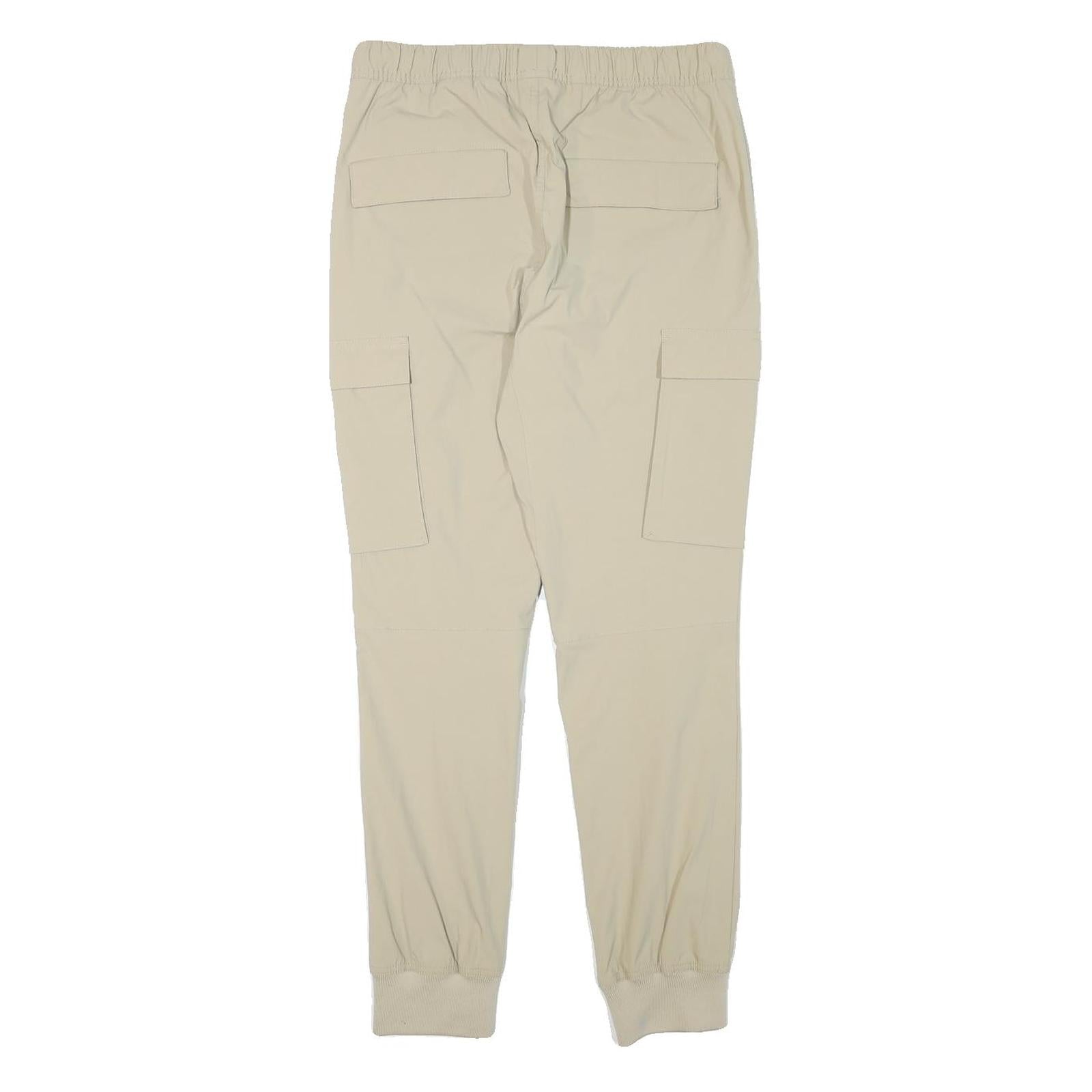 H&M Womens Polyester Blend Beige Slim Cargo Trousers Drawstring W28 L29