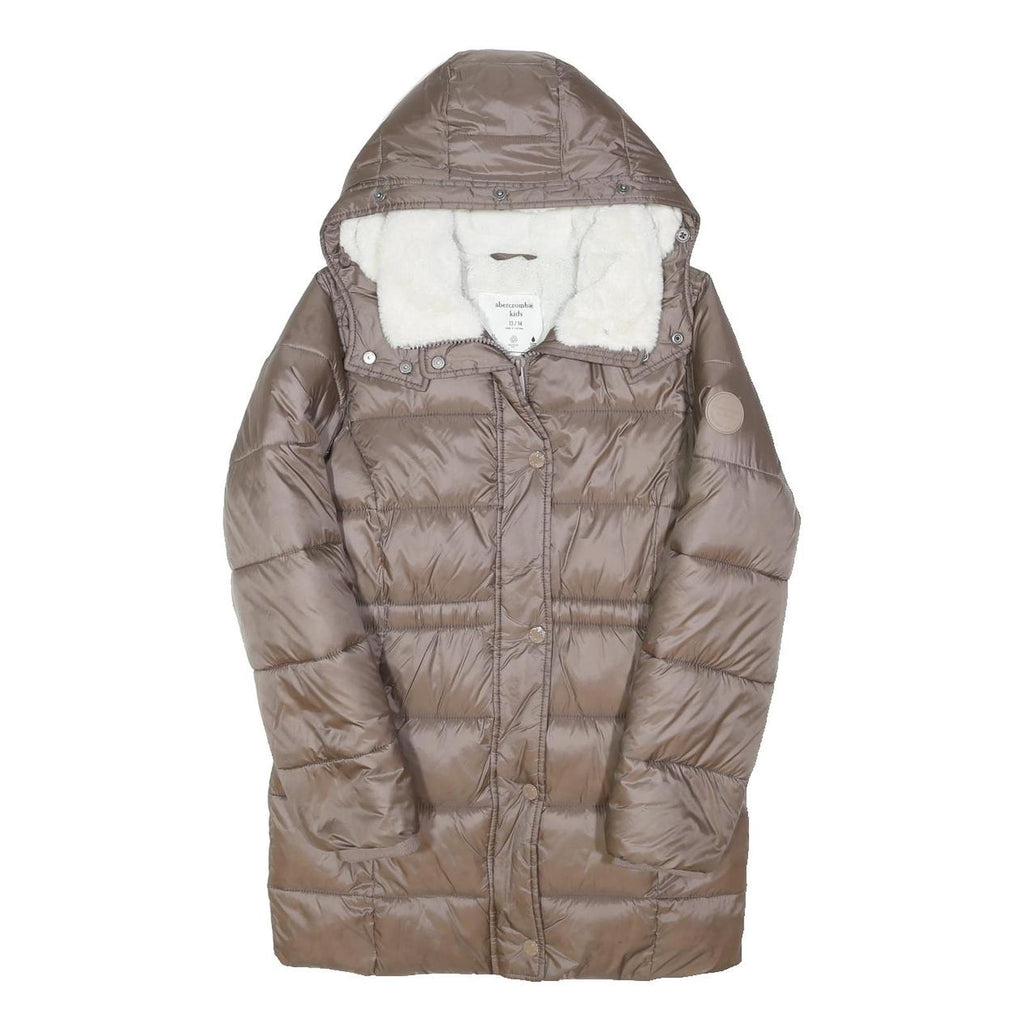 ABERCROMBIE & FITCH Girls Brown Puffer Jacket 13-14Y Polyester Blend Insulated