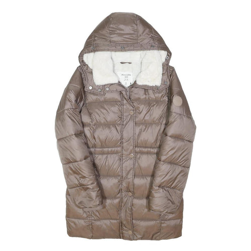 ABERCROMBIE & FITCH Girls Brown Puffer Jacket 13-14Y Polyester Blend Insulated