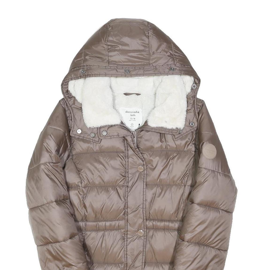ABERCROMBIE & FITCH Girls Brown Puffer Jacket 13-14Y Polyester Blend Insulated