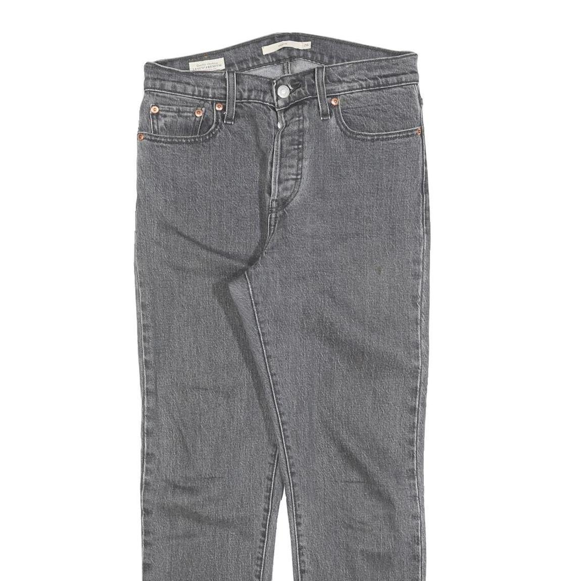 LEVI'S Womens Slim Grey Denim Slim Jeans Cotton Blend W26 L28 Button Closure