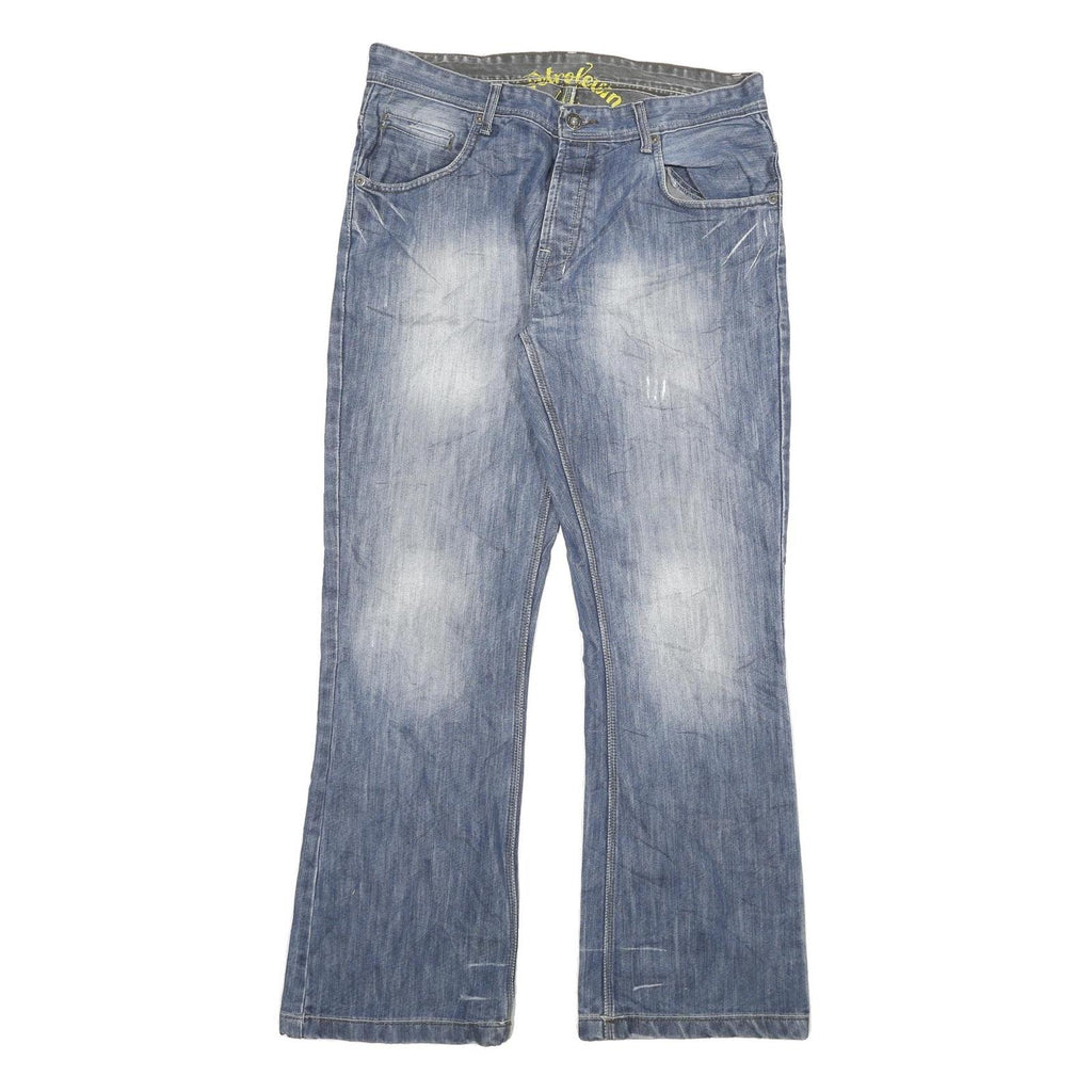 PETROKEVIN Mens Blue Regular Fit Straight Denim Light Wash Jeans W35 L33 Casual