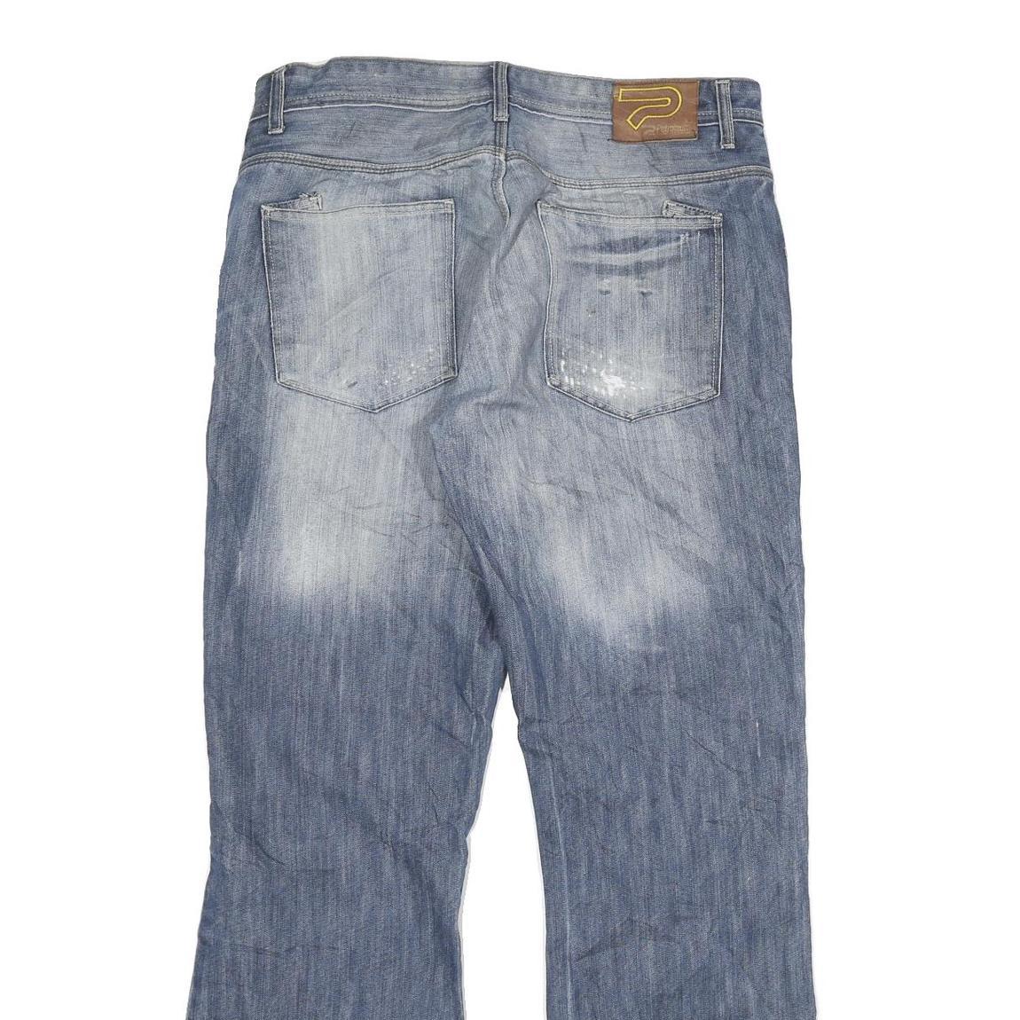 PETROKEVIN Mens Blue Regular Fit Straight Denim Light Wash Jeans W35 L33 Casual