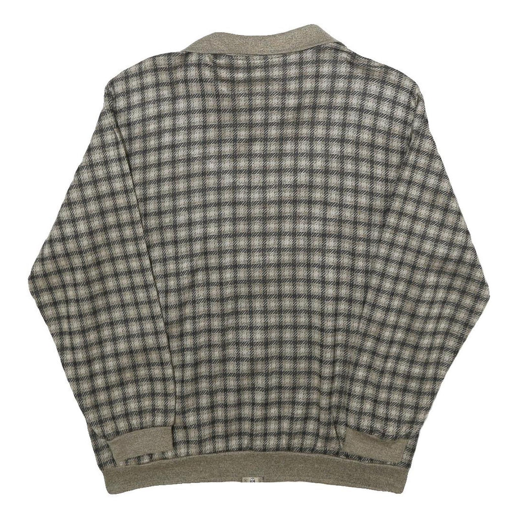 RAFAEL Womens Grey & Cream Checked Zip Jacket XL Acrylic Blend Patterned Casual