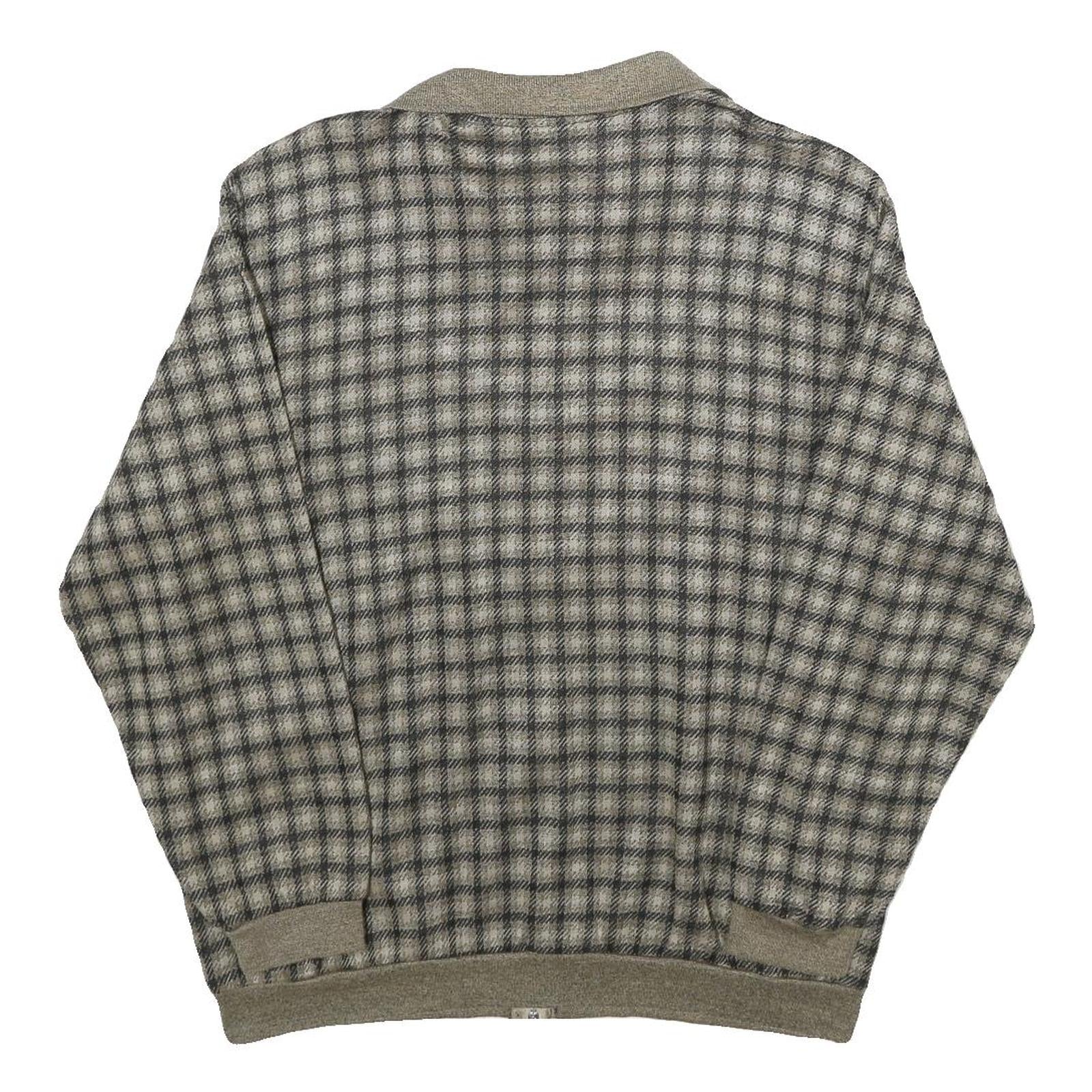 RAFAEL Womens Grey & Cream Checked Zip Jacket XL Acrylic Blend Patterned Casual