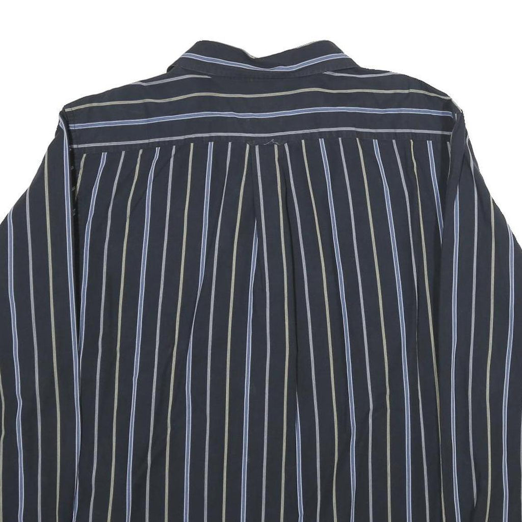 NAUTICA Mens Black & Blue Striped Cotton Shirt XL Classic Fit Button Down