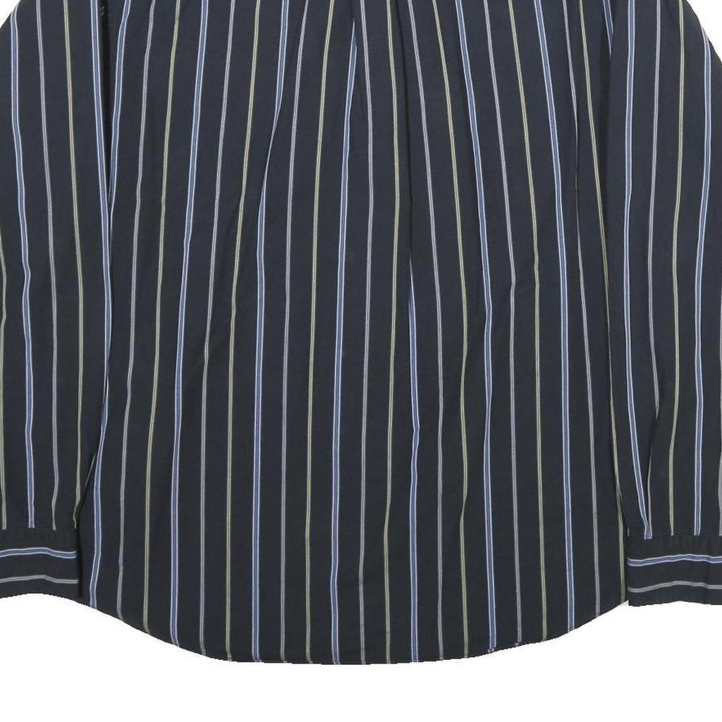 NAUTICA Mens Black & Blue Striped Cotton Shirt XL Classic Fit Button Down