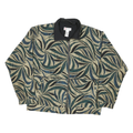 LAVON Womens Green Beige Abstract Pattern Nylon Jacket L Zip Classic Fit