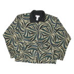 LAVON Womens Green Beige Abstract Pattern Nylon Jacket L Zip Classic Fit