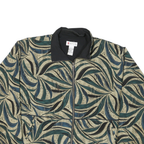 LAVON Womens Green Beige Abstract Pattern Nylon Jacket L Zip Classic Fit